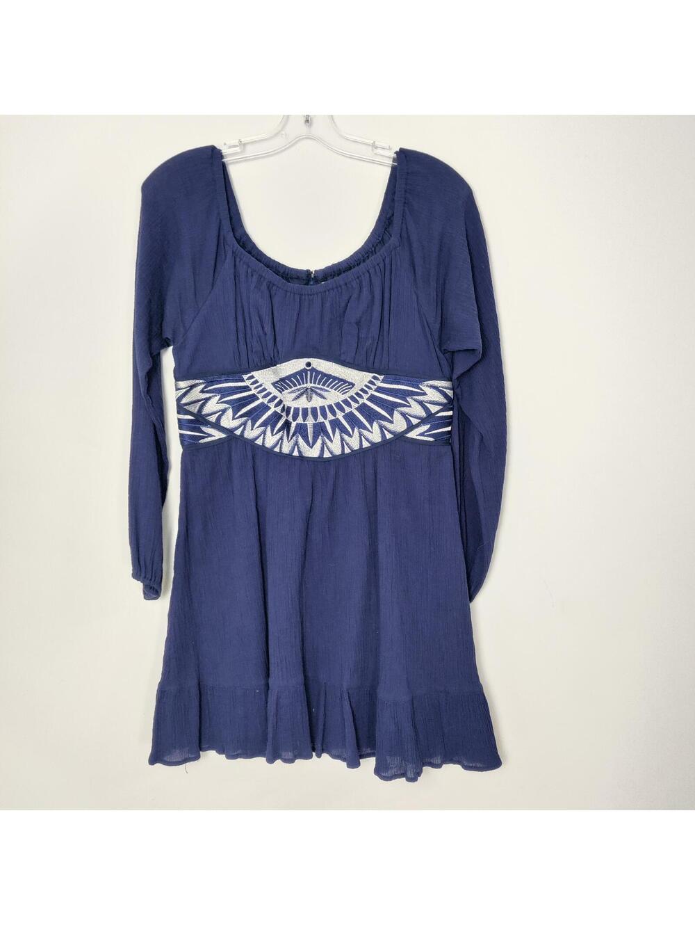 VaVa by Joy Han Navy Embroidered Boho Dress Size Medium Festival Summer Bohemian
